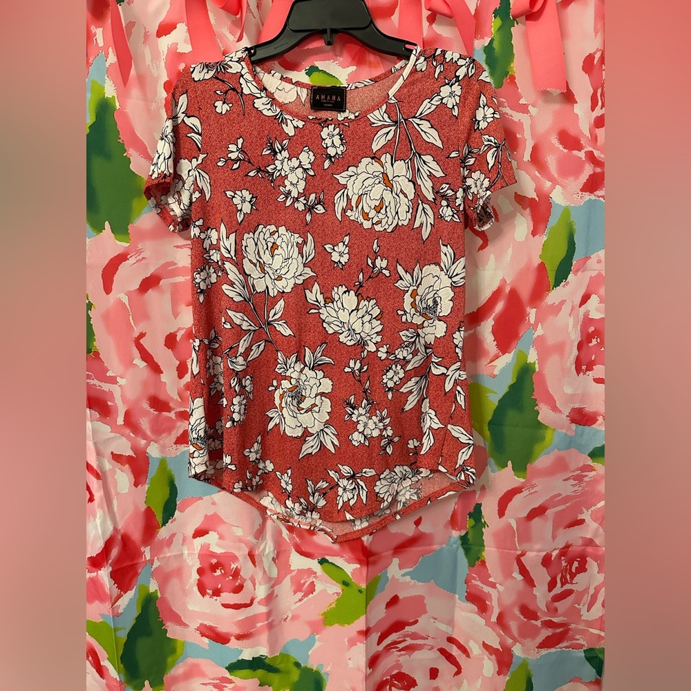 Amana Floral Blouse - Red and White